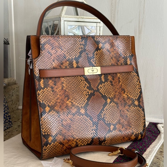 New Tory Burch Lee Radziwill Exotic Double Bag - Picture 7 of 16